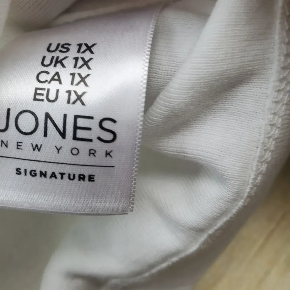 JONES NEW YORK White Shoulder Zip TShirt